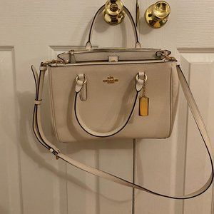 Coach Leather Satchel, Saffiano Leather, Ivory